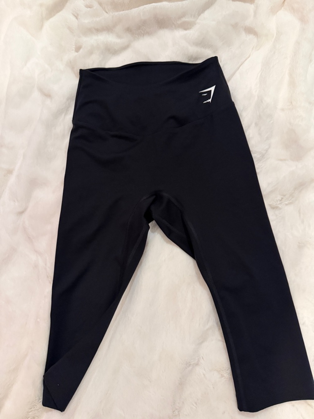 Gymshark Kids Black High-Waist Capri Leggings with White Logo